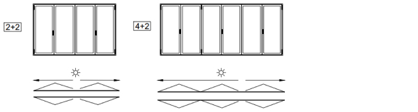 Схемы открывания 2+2 и 4+2
